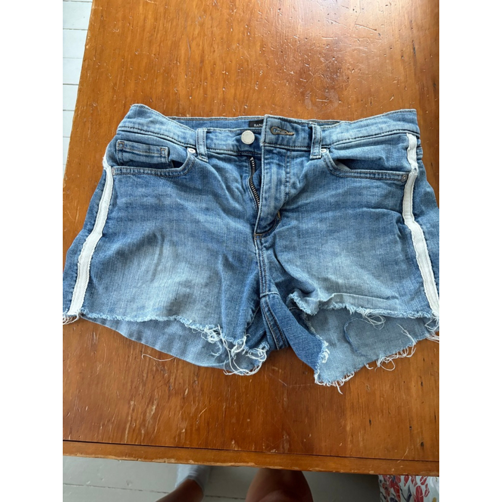 Banana Republic womens Blue Denim Cut-Off Shorts White Stripe Size S